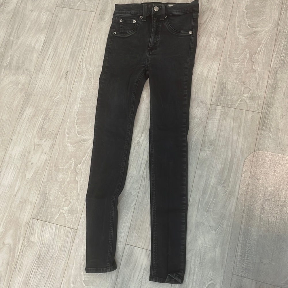Rag and Bone High Rise Skinny Ankle Jean Black 24